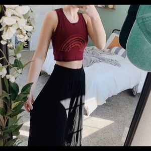 Parachute pants with cropped tank top